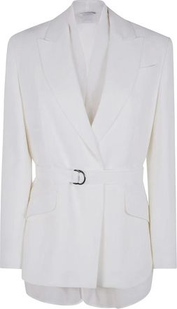 Brunello Cucinelli Jas met Riem in Pakstijl - Dames - Blazers - Wit - L - Wol - Jassen