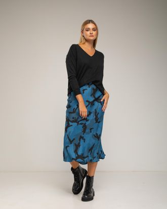 Tantra Midi geprinte rok met zijde