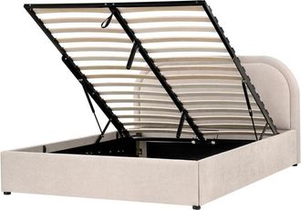 Beliani Ottoman Bed Fabric QUILLIEN 140 x 200 cm (EU Double) Beige