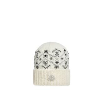 Moncler Moncler Crystal-embroidered Alpaca Blend Beanie, Women, White, Size: One Size