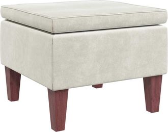 vidaXL Taburete Con Patas De Madera Terciopelo Crema Vidaxl