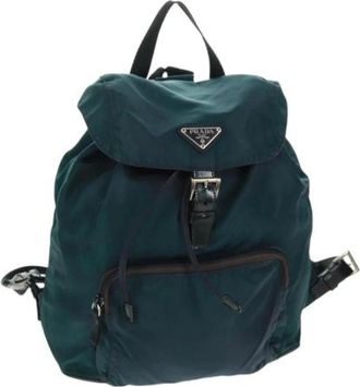 Prada Pre-owned Vintage Rugzak - Dames - Vintage Rugzakken - Groen - ONE Size - Nylon - Vintage