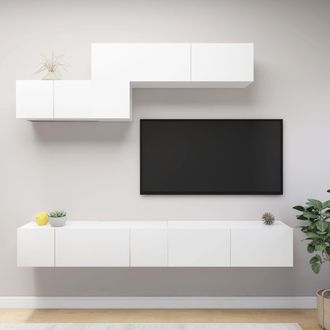 vidaXL Set De Muebles De Sal&oacute;n Tv 6 Piezas Madera De Ingenier&iacute;a Blanco Vidaxl
