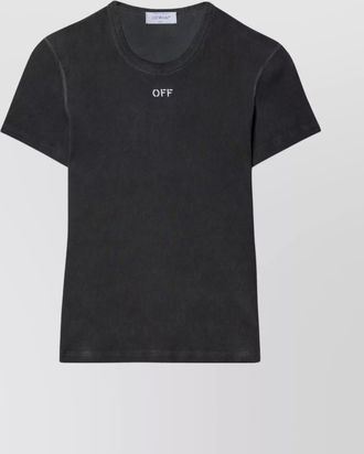 Off-white fitted ribbed cotton top