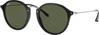 Ray-Ban RB2447 Sunglasses Bundle: RB 2447 ROUND 901 Round Black G-15 Green 49mm and Universal Anti-slip Silicone Leash