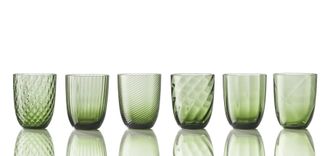NasonMoretti Idra Set of 6 Water Glasses, Assorted Textures
