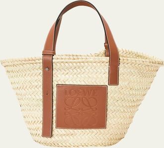 Loewe Basket Medium Woven Raffia Tote Bag