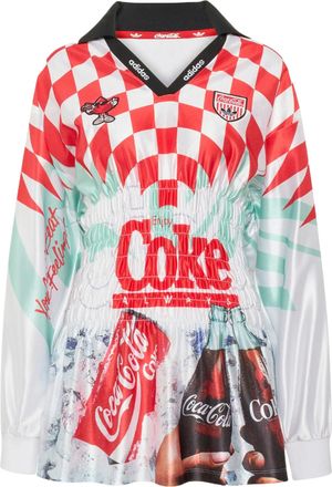 adidas (WMNS) adidas x Coca-Cola Mash Up Smocked Jersey Asia Sizing White Multicolor KY7547