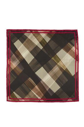 Kinross Cashmere Bias Plaid Print Scarf in Black Multi at Nordstrom