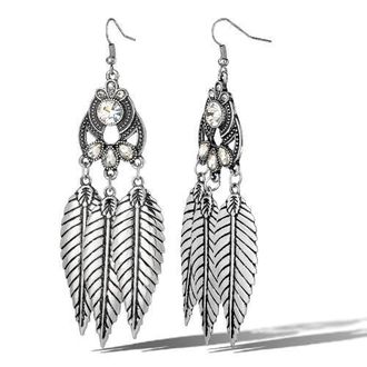 Jessica Simpson Crystal Leaf Drop Statement Earrings in Silver at Nordstrom