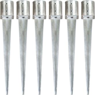 vidaXL Picas De Tierra 6 Unidades Acero Galvanizado Plateado 12x91 Cm Vidaxl