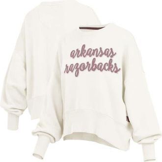 Pressbox Womens Pressbox Cream Arkansas Razorbacks Chelsea Oversized Pullover Sweatshirt at Nordstrom, Size Xx-Large