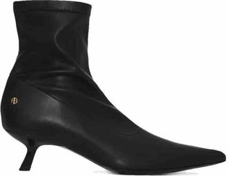 Anine Bing Hilda Vegan Leren Soklaarsjes - Dames - Laarzen met Hak - Zwart - 37 EU - Leer - Schoenen