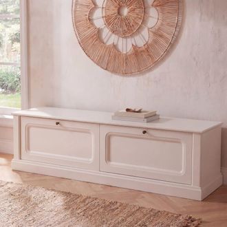 Maisons du monde Mueble TV de 2 puertas correderas crudo, 160 cm