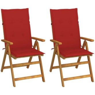 vidaXL Sillas De Jard&iacute;n Reclinables 2 Uds Madera Maciza Acacia Cojines Vidaxl