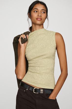 Scotch & Soda Embossed Pleated Mock-Neck Tank Top