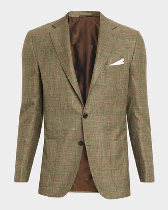 Kiton Men & apos;s Cashmere Windowpane Single-Breasted Sport Coat