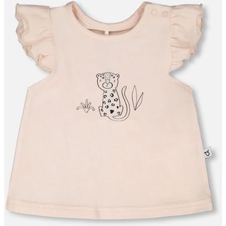 Deux par Deux Organic Cotton Jersey Top and Peach Animal Printed Short Set in Peach & Peach Animal Print at Nordstrom, Size 24M