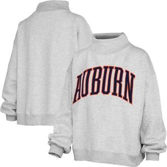 Pressbox Womens Pressbox Heather Gray Auburn Tigers Oversized Nelson Mock Neck Sweatshirt at Nordstrom, Size Medium