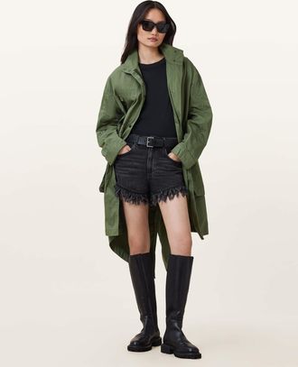 AllSaints Cotton Milla Bird Print Parka Jacket, Size: XS