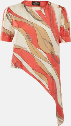 Elisabetta Franchi Pink Printed Tie-Up Top
