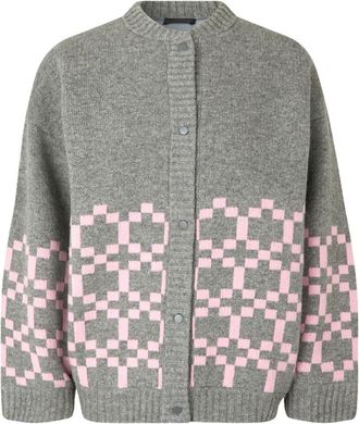 Stine Goya Gezellig Gebreid Vest met Gewatteerd Comfort - Dames - Vesten - Grijs - XS - Wol - Truien & Vesten