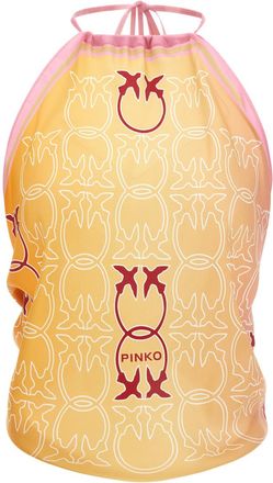 Pinko Orange Logo Print Tie Beach Top
