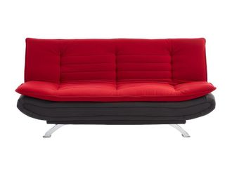VENTE-UNIQUE.COM Sof&aacute; cama poli&eacute;ster 3 plazas rojo 176x86cm