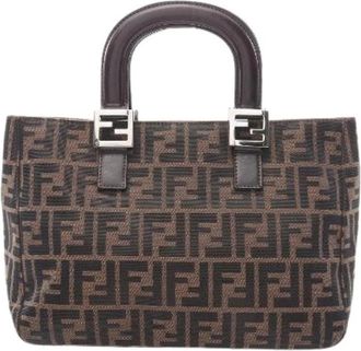 Fendi Pre-owned Zucca Canvas Leather Tote Bag - Dames - Vintage Handtas - Bruin - ONE Size - Leer - Vintage