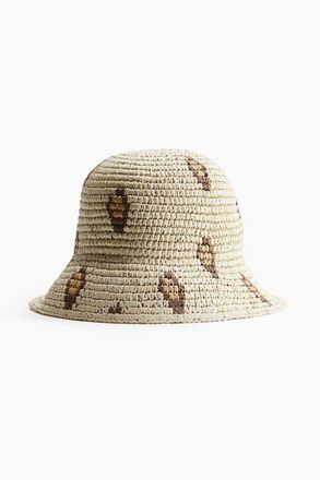 H&M Straw Hat in Beige/leopard Print at Nordstrom, Size Medium