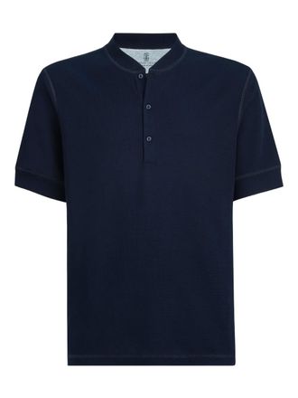 Brunello Cucinelli Polo con collo henley - Blu