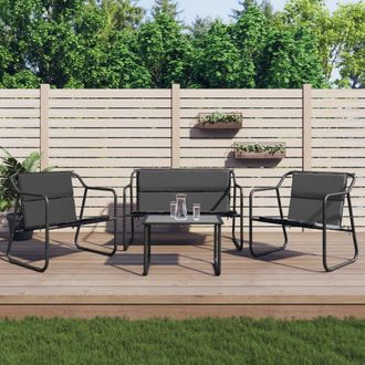vidaXL Juego Muebles De Jard&iacute;n 4 Pzas Y Cojines Acero Gris Antracita Vidaxl