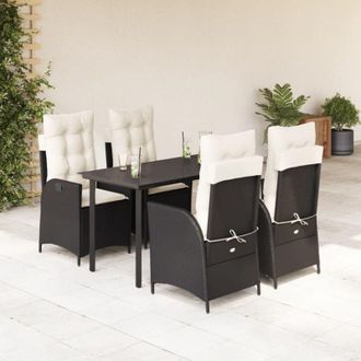 vidaXL Set De Muebles Jard&iacute;n 5 Pzas Con Cojines Rat&aacute;n Sint&eacute;tico Negro Vidaxl