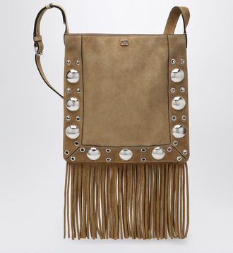 Valentino Garavani Beige Nellc&ocirc;te Bag In Suede With Fringes