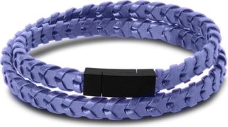 Bruno Magli Mens Fishtail Leather Wrap Bracelet, Indigo