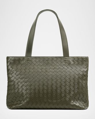 Bottega Veneta Mens Small Intrecciato Leather Zipped Tote Bag
