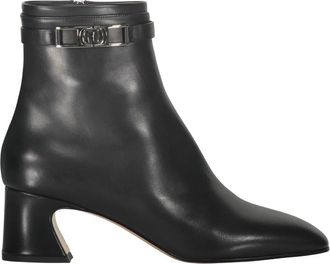 Ferragamo Amandel Teen Leren Enkellaarzen - Dames - Laarzen met Hak - Zwart - 41 EU - Leer - Schoenen