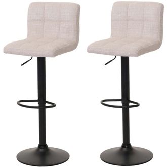 Hhg Hhg - Nunca Usado] Lote De 2 Taburetes De Bar 847, Taburete De Bar, Altura Regulable, Giratorio, Tejido De Chenilla (465 G/m&sup2;) Mvg, Crema-beige