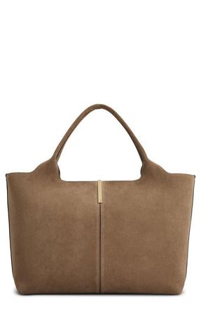 Tod's Medium Suede Shopping Tote in Creta Chiaro at Nordstrom