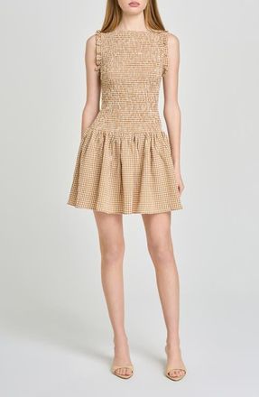 Wayf Esme Smocked Sleeveless Minidress in Yellow at Nordstrom, Size X-Small