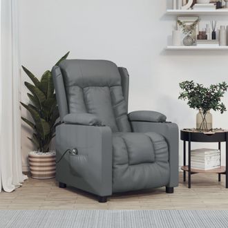 vidaXL Sill&oacute;n Reclinable El&eacute;ctrico De Cuero Sint&eacute;tico Gris Vidaxl