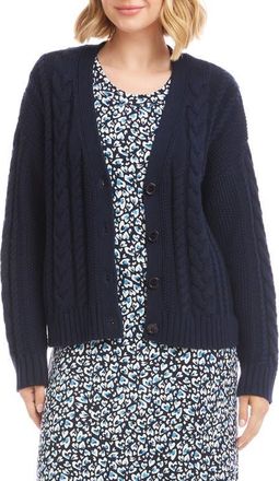 Karen Kane Cable Stitch Cardigan in Navy at Nordstrom, Size X-Small
