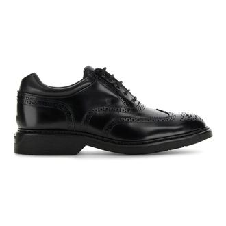 Hogan Laced Shoes, male, Black, Size: 6 1/2 US H576 Lace-up Shoe