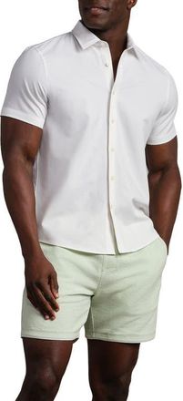Rhone Brezza Performance Short Sleeve Button-Up Shirt in White Onyx at Nordstrom, Size Xx-Large