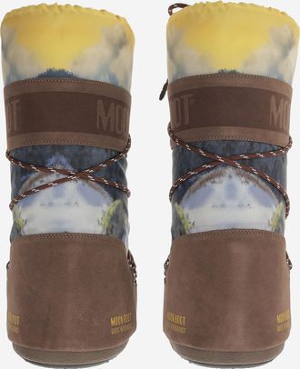 Moon Boot Womens Icon Boots With Landscape Print Leather