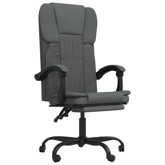 vidaXL Silla De Oficina Reclinable De Tela Gris Oscuro Vidaxl