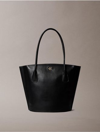 Calvin Klein Womens Monogram Hardware Tote Bag - Black