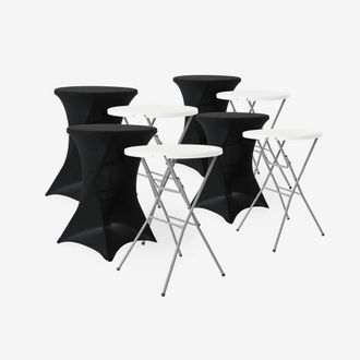 Sweeek Folding Steel High Reception Table With Protective Cover (set Of 4) in Black