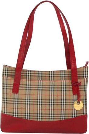 Burberry Pre-owned Tote Bags, female, Beige, Size: ONE SIZE Pre-owned Vintage Haymarket Check Tote Bag