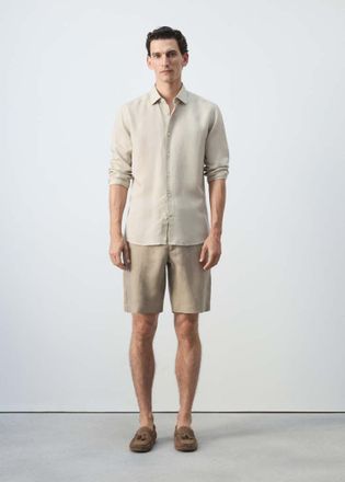 Mango Camicia regular-fit lino lyocell sabbia - Uomo - XXL - MANGO MAN